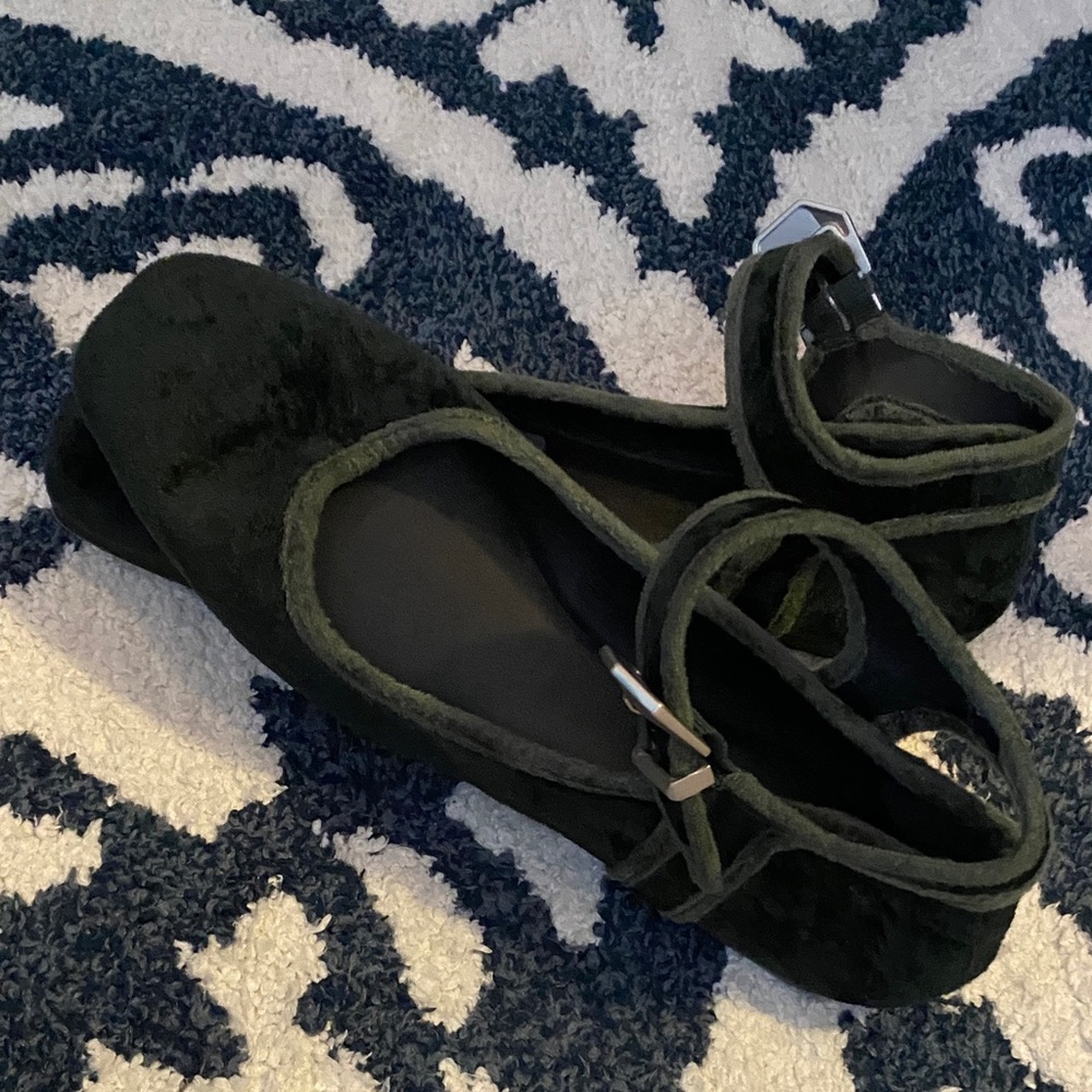 Free People Green Velvet Flats